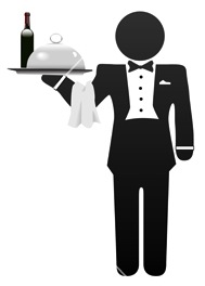 Butler servant room service food phone on tray