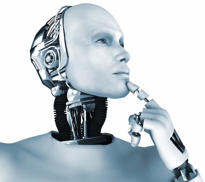 Male robot thinking about something.