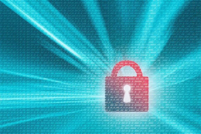 Turquoise and red color closed padlock illustration